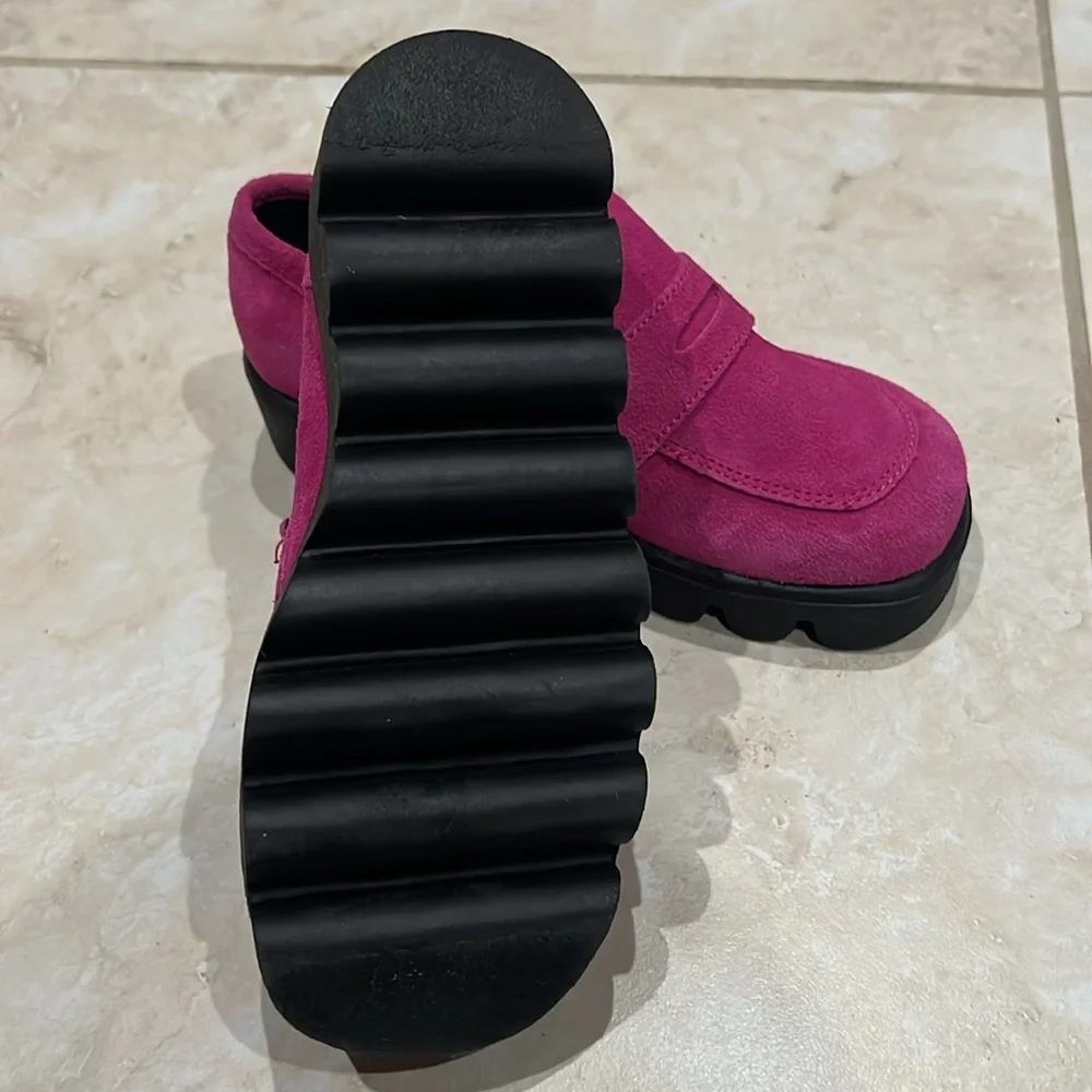 L'Amour suede platform loafer shoes